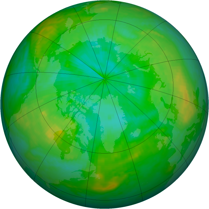 Arctic ozone map for 13 August 1987